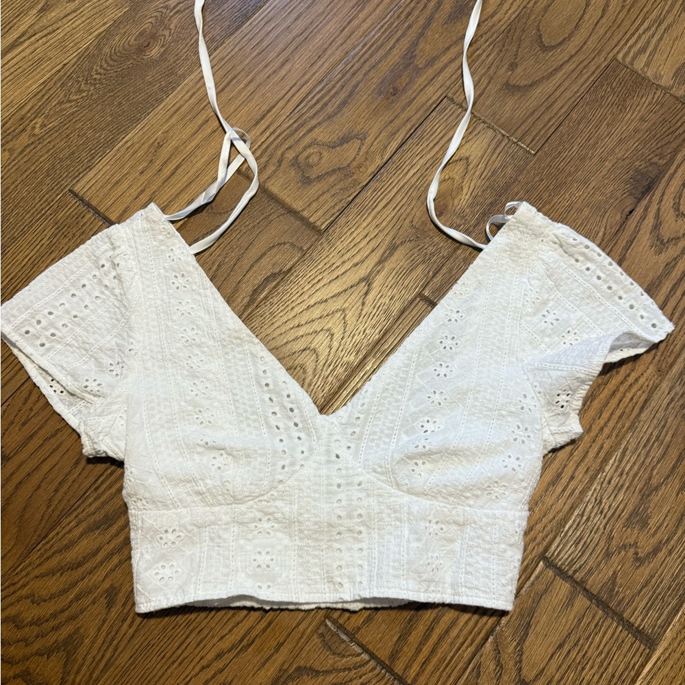 Altar'd State White Eyelet Lace Crop Top
